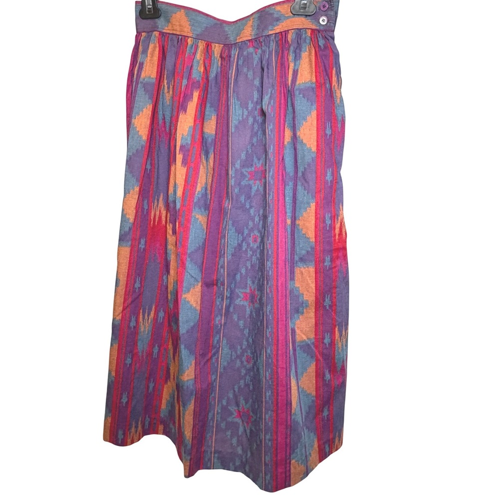 Vintage 11-12 Katherine Vickers Skirt Purple Ikat Boho Southwestern Midi Pockets
